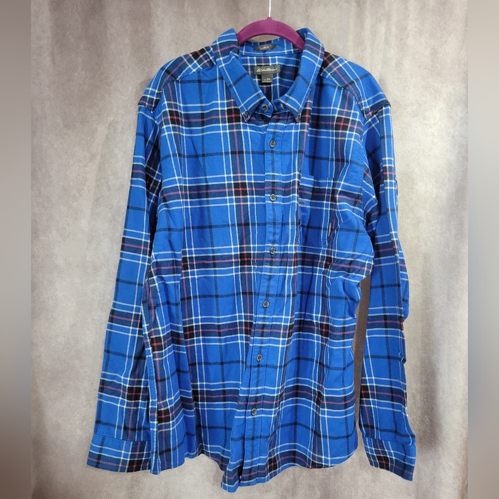 Mens Eddie Bauer Blue Plaid Shirt 2X